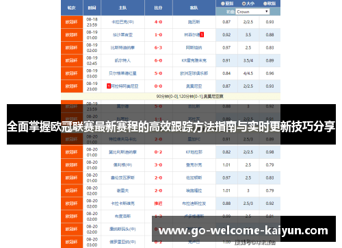 全面掌握欧冠联赛最新赛程的高效跟踪方法指南与实时更新技巧分享